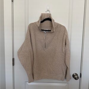 Aerie Waffle Knit Quarter Zip Sweater